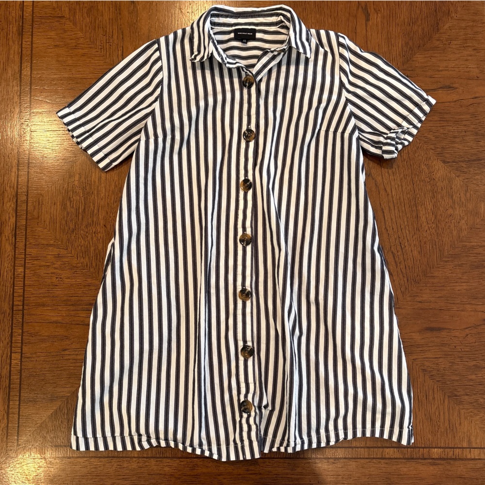 Who What Wear Black and White Striped Shirt Dress